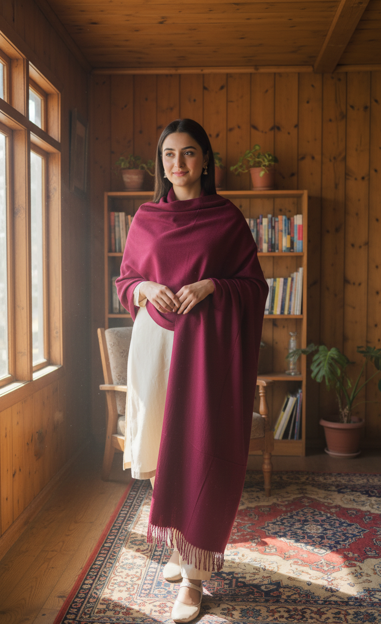 Deep Burgundy Wine Pure Pashmina Wool Shawl | Luxury Himalayan Stole in UK | Pakistani Shawls & Stoles - Ibrahimis
