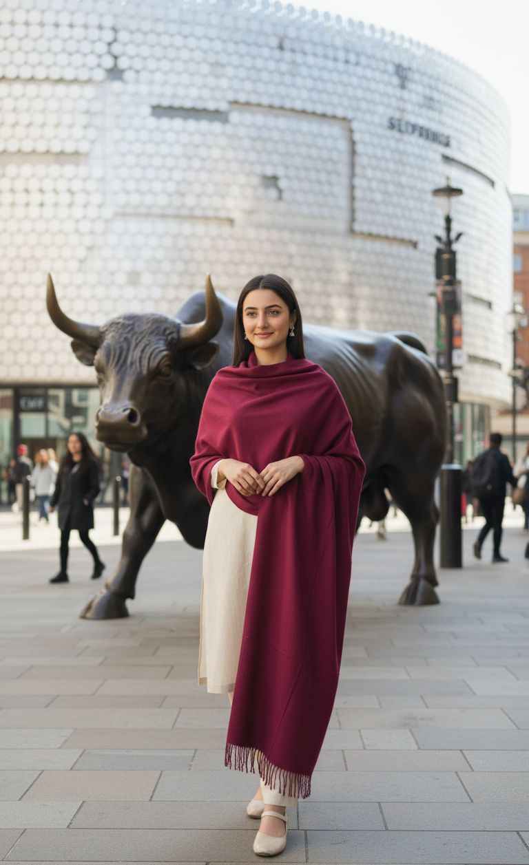Deep Burgundy Wine Pure Pashmina Wool Shawl | Luxury Himalayan Stole in UK | Pakistani Shawls & Stoles - Ibrahimis
