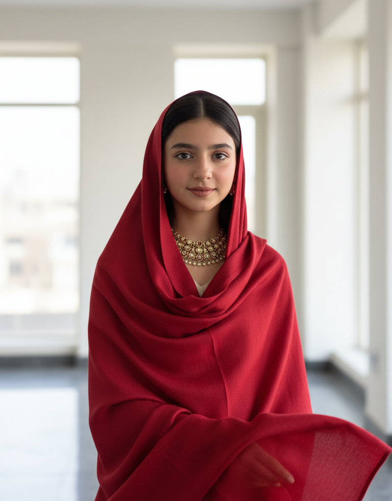 Luxury Scarlet Red Pure Pashmina Wool Shawl | Hand-Woven Bridal Stole in UK | Pakistani Shawls & Stoles - Ibrahimis